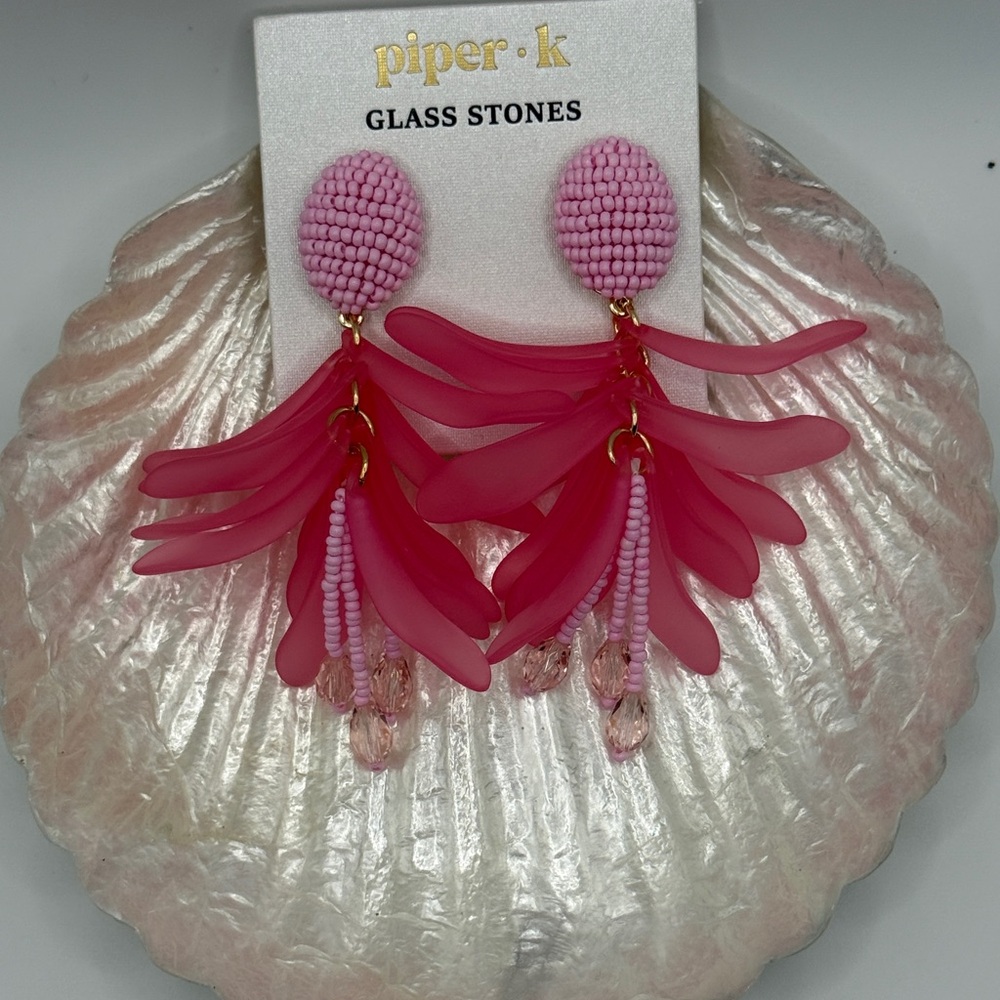 🌸 Piper·k Pink Glass Stone Statement Earrings – Playful & Bold! ✨